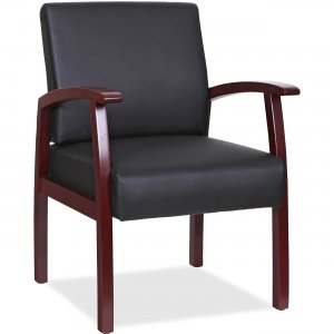 Lorell Black Leather/Wood Frame Guest Chair 68556 LLR68556