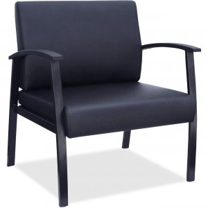 Lorell Big & Tall Black Leather Guest Chair 68557 LLR68557
