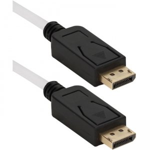 QVS 6ft DisplayPort UltraHD 4K White Cable with Black Connectors & Latches DP-06WBK