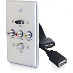 C2G Single Gang USB, Composite and HDMI Wall Plate Aluminum 39876