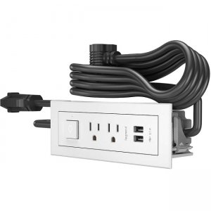 Wiremold Radiant Furniture Power Center Switch (2) Outlet (2) USB, White 16361