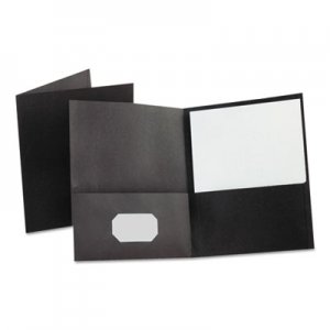 Oxford Leatherette Two Pocket Portfolio, 8 1/2" x 11", Black, 10/PK OXF57576 57576
