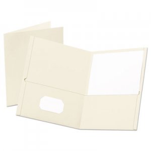 Oxford Leatherette Two Pocket Portfolio, 8 1/2" x 11", White, 10/PK OXF57574EE 57574EE