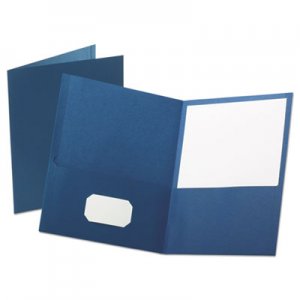 Oxford Leatherette Two Pocket Portfolio, 8 1/2" x 11", Blue, 10/PK OXF57572 57572