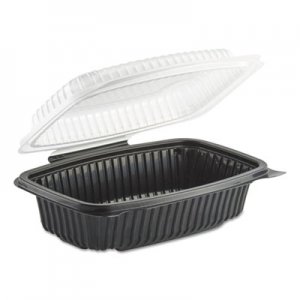 Anchor Packaging Culinary Classics Microwavable Container, 34 oz, Clear/Black, 100/Carton ANZ4656911 4656911
