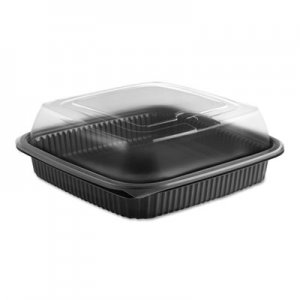 Anchor Packaging Culinary Squares 2-Piece Microwavable Container, 36oz, Clear/Black, 2.91",150/CT ANZ4118515 4118515