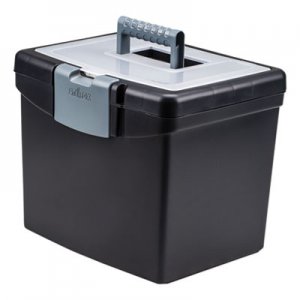 Storex Portable File Box with Large Organizer Lid, 13 1/4 x 10 7/8 x 11, Black STX61504U01C 61504U01C