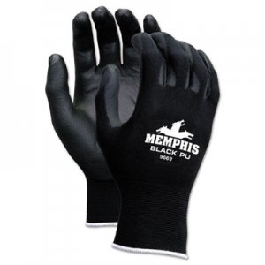 MCR Safety Economy PU Coated Work Gloves, Black, Medium, 1 Dozen CRW9669M 9669M