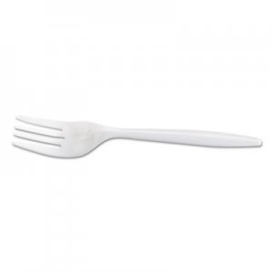 GEN Medium-Weight Cutlery, Fork, White, 6 1/4", 100/Bag, 10 Bags/Carton GENPPFK10100