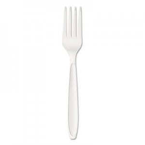 Dart Reliance Medium Heavy Weight Cutlery, Standard Size, Fork, Bulk, White, 1000/CT SCCRSWF SCC RSWF