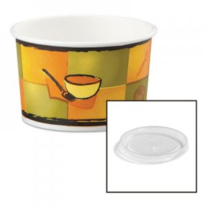 Chinet Streetside Paper Food Container w/Plastic Lid, Streetside Design, 8-10oz, 250/CT HUH70408 70408