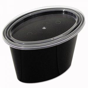 Pactiv Ellipso Portion Cups, 1-Comp, Black/Clear, 4oz, 500/Carton PCTE504B E504B