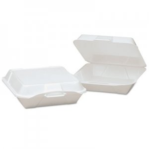 Genpak Foam Hinged Container, 1-Compartment, Jumbo, 10-1/3x9-1/3x3, White, 100/BG, 2/CT GNP25000 25000