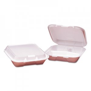 GEN Foam Hinged Carryout Containers, 3-Compartment, Small, White, 100/PK, 2 PK/CT GENHINGEDS3 SN223VW-H-0183400-