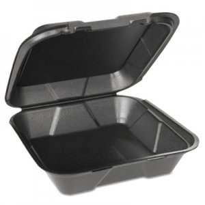 Genpak Foam Hinged Carryout Containers, 1-Compartment, Black, 100/Bag, 2/CT GNPSN200VW3L SN200VW-3L