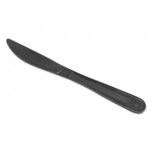 GEN Wrapped Cutlery, 7 1/2" Knife, Heavyweight, Black, 1000/Carton GENHYBIWKN