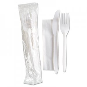 GEN Wrapped Cutlery Kit w/Fork, Knife and Napkin, Individually Wrapped, 500/Carton GENFKNKIT500