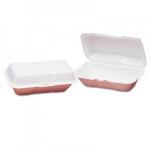 Genpak Foam Hoagie Hinged Container, Large, White, 9-1/2x5-1/4x3-1/2, 100/Bag GNP21900 21900---