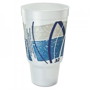 Dart Impulse Hot/Cold Foam Drinking Cup, 32oz, Flush Fill, Printed, Blue/Gray, 16/Bag DCC32AJ20E 32AJ20E