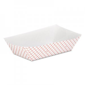 Dixie Kant Leek Clay-Coated Paper Food Tray, 6 1/10 x 2 1/10 x 9 3/10, Red