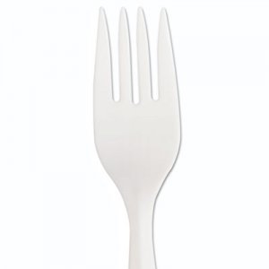 Dixie Mediumweight Polypropylene Cutlery, Forks, White, Ind. Wrapped, 1000/Carton DXEFMP23C FMP23C