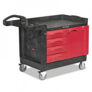 Rubbermaid Commercial TradeMaster Cart, 750-lb Cap, One-Shelf, 26-1/4w x 49d x 38h, Black RCP453388BLA FG453388BLA