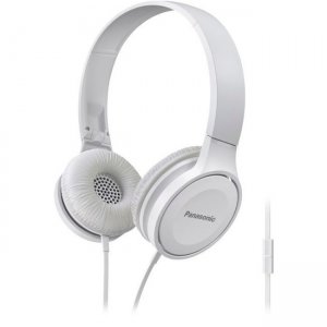 Panasonic Lightweight On-Ear Headphones with Mic + Controller - White RP-HF100M-W
