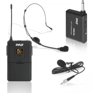 Pyle Wireless Microphone System, Beltpack Transmitter with Headset & Lavalier Mics PDWM12UH