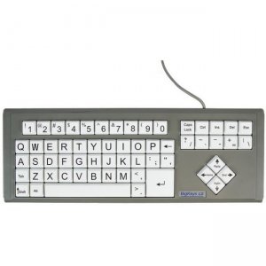 AbleNet BigKeys LX - QWERTY Wired Keyboard Black Print on 1-in/2.5-cm Large White Keys 12000011