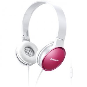 Panasonic Lightweight On-Ear Headphones with Mic and Controller - Pink RP-HF300M-P
