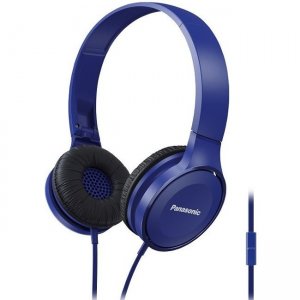 Panasonic Lightweight On-Ear Headphones with Mic + Controller - Blue RP-HF100M-A