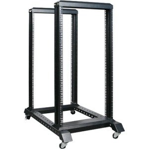 Claytek 22U 4 Post Open Frame Rack with 10 Outlet Overload Protection PDU WO22AB-PD10