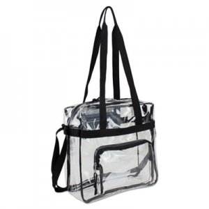 Eastsport Clear Stadium Approved Tote, 12 x 5 x 12, Black/Clear EST498000BJBLK 498000BJBLK