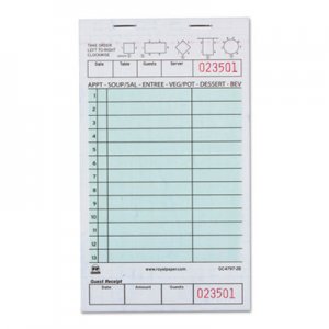 Royal Guest Check Book, Two-Part Carbonless, 4 1/5" x 7 3/4", 1/Pages, 2000 Forms RPPGC47972B GC4797