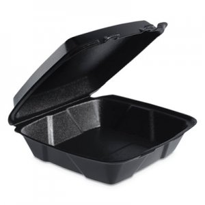 Dart Insulated Foam Hinged Lid Containers, 1-Compartment, 9 x 9.4 x 3, Black, 200/CT DCC90HTB1R 90HTB1R