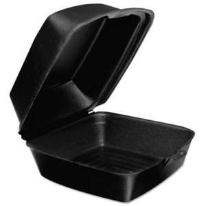Dart Foam Hinged Lid Containers, 6w x 5 9/10d x 3h, Black, 125/Bag, 4 Bags/Carton DCC60HTB1 60HTB1