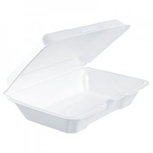 Dart Foam Hinged Lid Containers, 6.4w x 9.3d x 2.6h, White, 200/Carton DCC206HT1R DCC 206HT1R