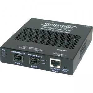 Transition Networks Stand-alone Gigabit Ethernet PoE Media Converter SGPOE1039-100-NA