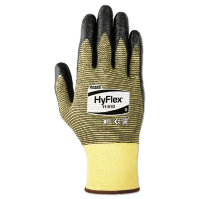 AnsellPro HyFlex Foam Cut-Resistant Gloves, Yellow/Black, Size 9 ANS115109 205746