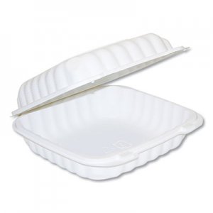 Pactiv Hinged Lid Container, 8" x 8", White, 200/Carton PCTYCN80801 YCN808010000
