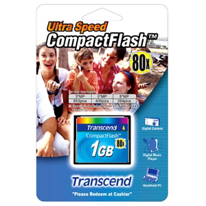 Transcend 1GB CompactFlash Card - 80x TS1GCF80