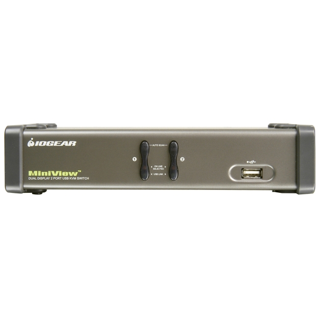 Iogear MiniView 2-Port Dual View KVM Switch GCS1742
