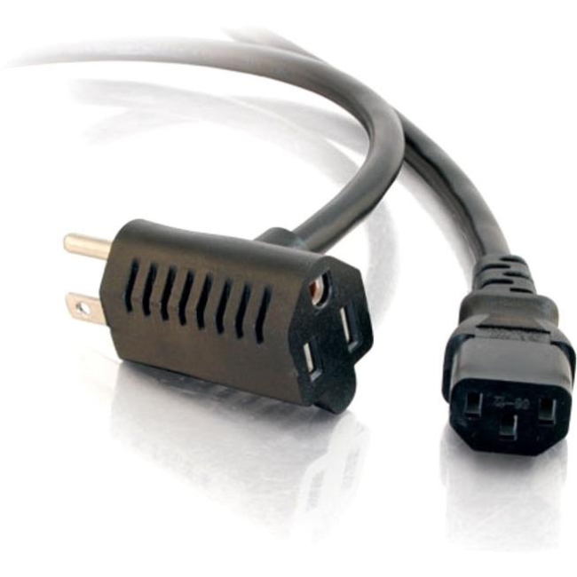 C2G Universal Standard Power Cord with Extra Outlet 30538