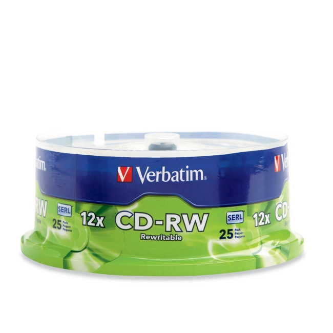 Verbatim CD-RW 80MIN 700MB 4x-12x High Speed 25pk Spindle 95155