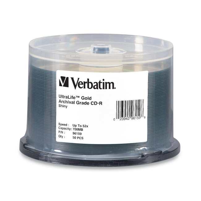 Verbatim UltraLife Gold Archival Grade CD-R 80MIN 700MB 52x 50pk Spindle 96159
