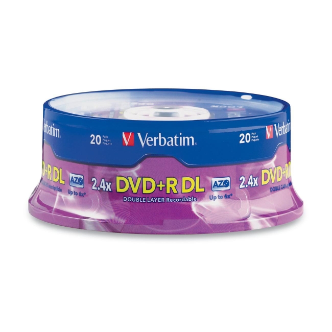 Verbatim Double Layer DVD+R DL 8.5GB 2.4x 20pk Spindle 95310