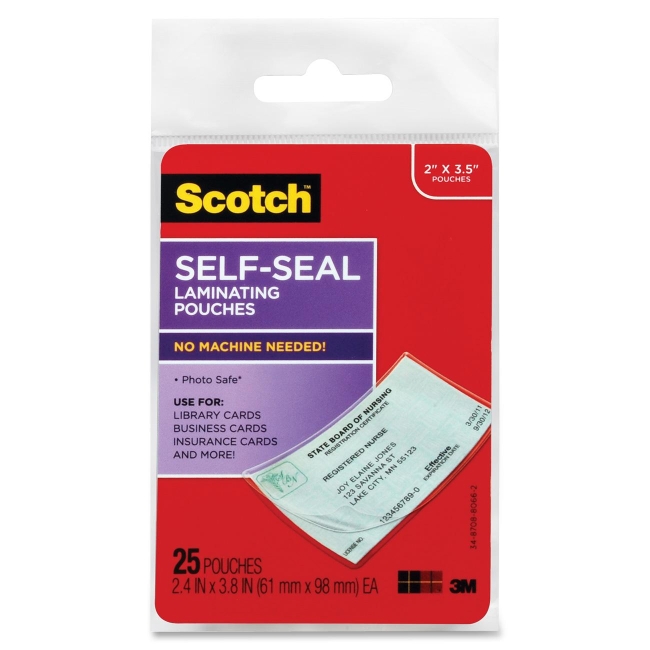 3M Scotch Self-sealing Laminating Business Card Pouches LS851G MMMLS851G