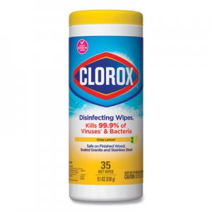 Clorox Disinfecting Wipes, 7 x 8, Crisp Lemon, 35/Canister CLO01594EA 01594