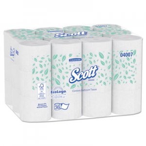 Scott Essential Coreless SRB Bathroom Tissue, Septic Safe, 2-Ply, White, 1000 Sheets/Roll, 36 Rolls/Carton KCC04007 4007