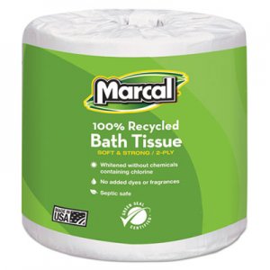 Marcal 100% Recycled Two-Ply Bath Tissue, White, 48 Rolls/Carton MRC6079 6079